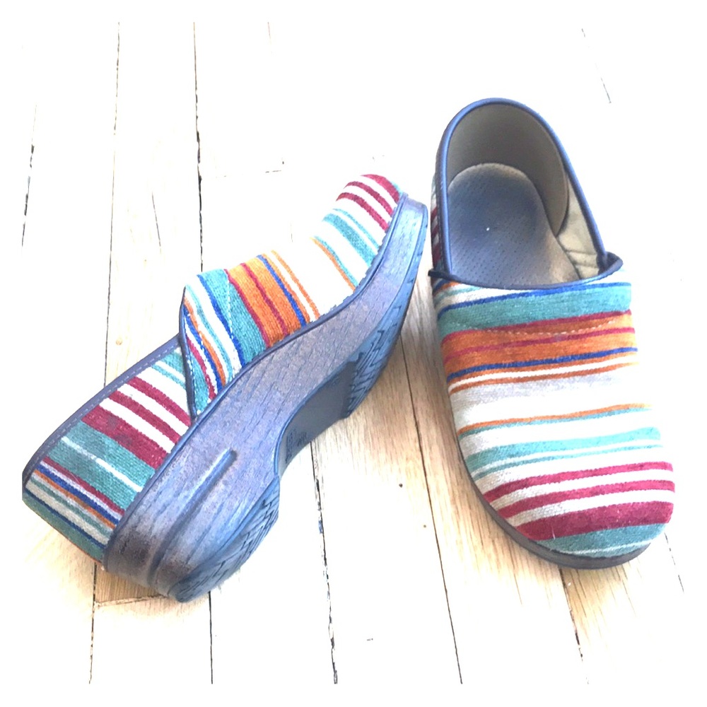 Dansko Clogs - Vegan corduroy multicolor striped